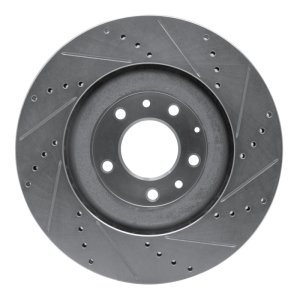 Mazda RX-8 Brake Rotor (1) - Front Left - R1 Concepts - Drilled & Slotted - Silver - `04-`11